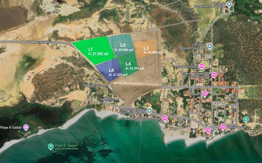 Terreno en venta vista al mar en Playa El Yaque Isla Margarita